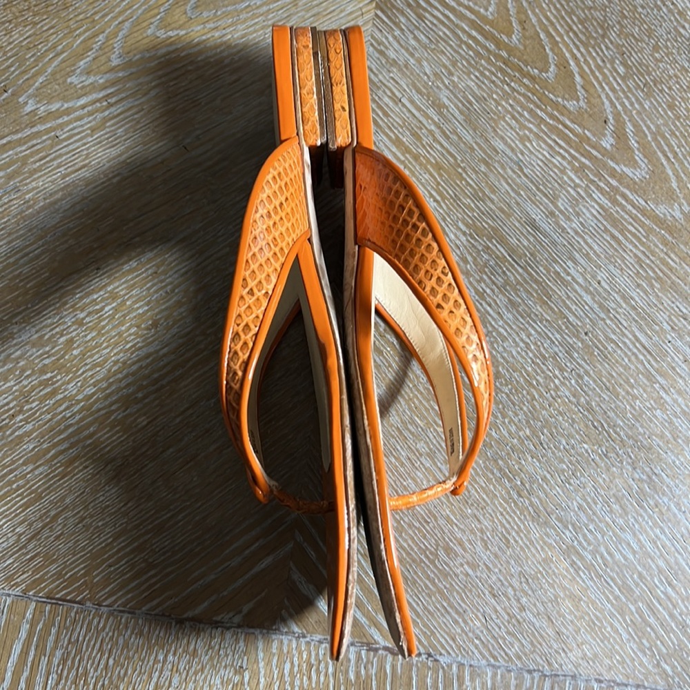 ALEXANDRE BIRMAN Orange Snake Print Thong Sandal 9.5 - Picture 5 of 8
